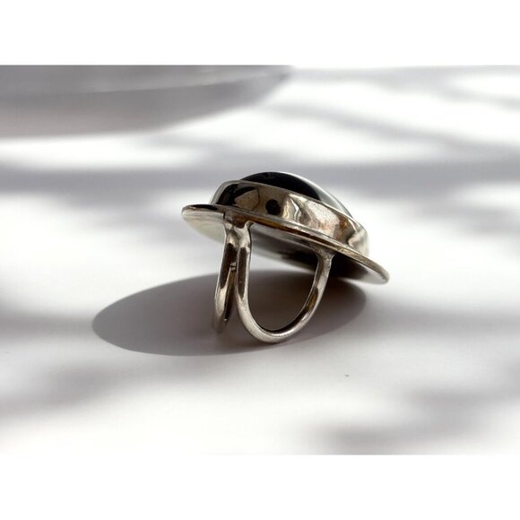 Black Onyx Gemstone Hand Wrought New Mexico Sterling 925 Vintage Pendant - Picture 8 of 10